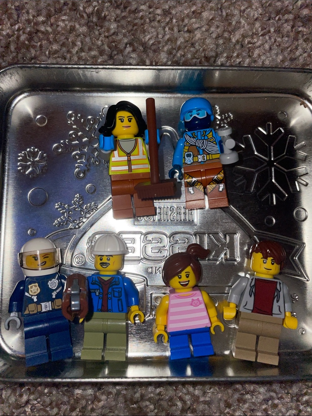 Lego Minifigure Lot with Blue, Yellow, Brown, White, Tan, Pink